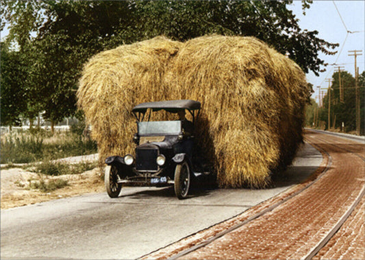 Model T Hay Bale Funny Hello Friendship Card