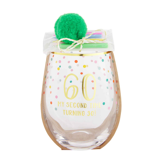 60th Birthday Wine Glass & Candle Set