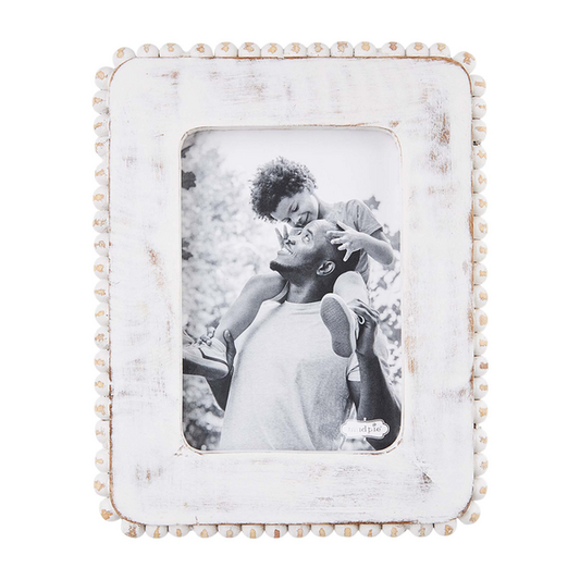 5x7 White Wood Beaded Picture Frame