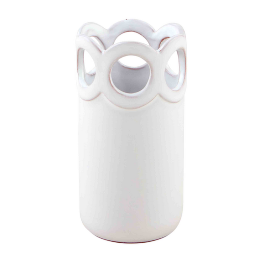 Medium White Scalloped Bud Vase