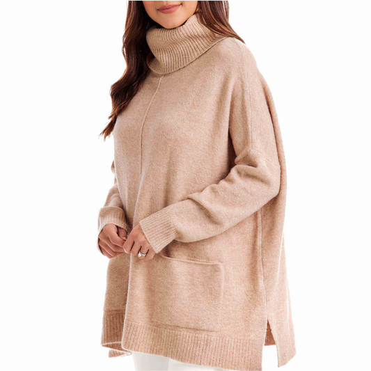 Tan Webb Turtleneck Poncho